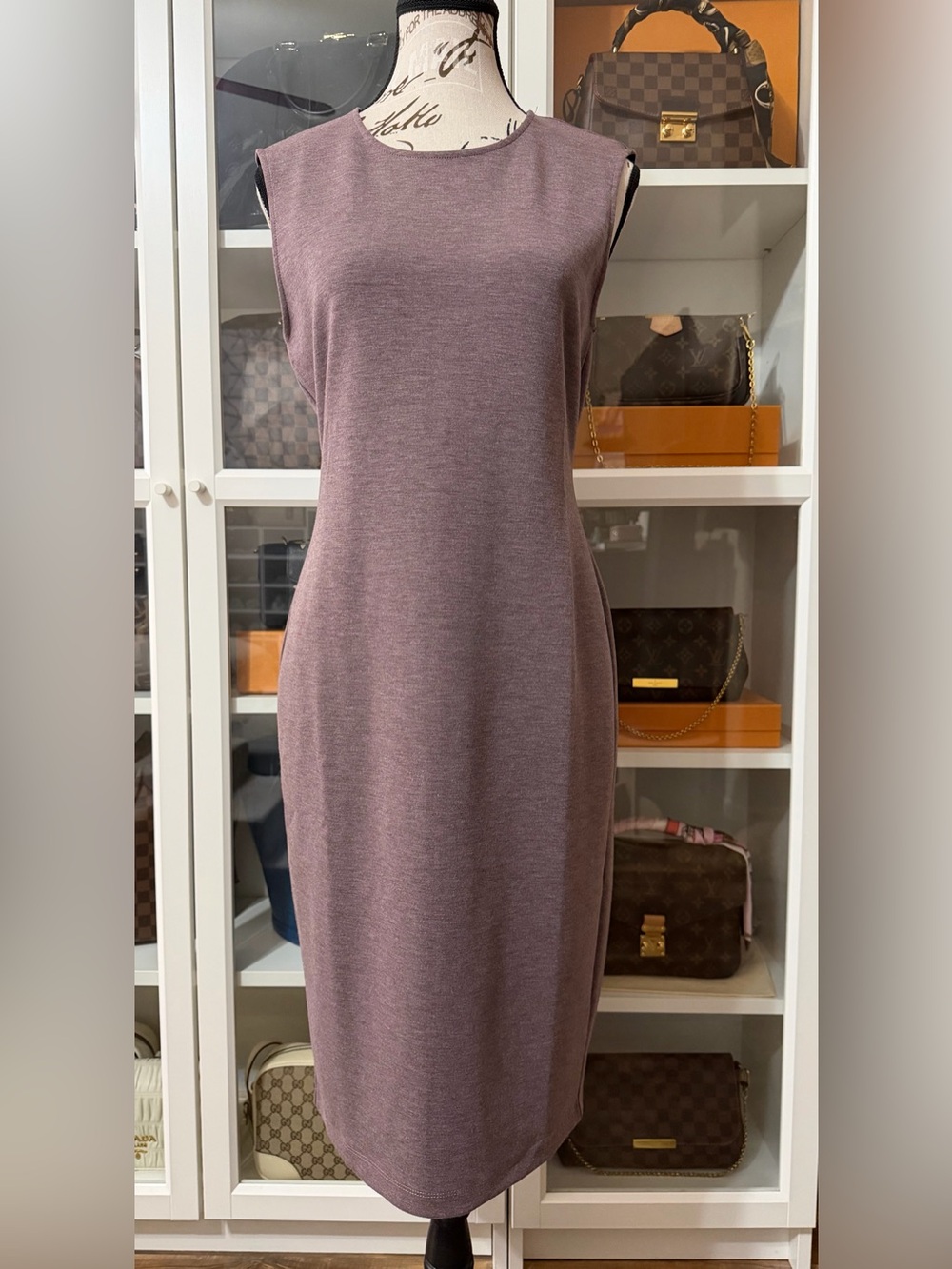 T Tahari Dusty Mauve Sleeveless Midi Sheath Dress